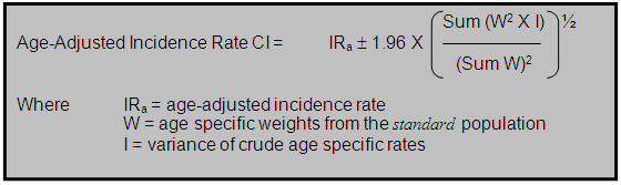 confidence interval formula for an age-adjusted incidence rate